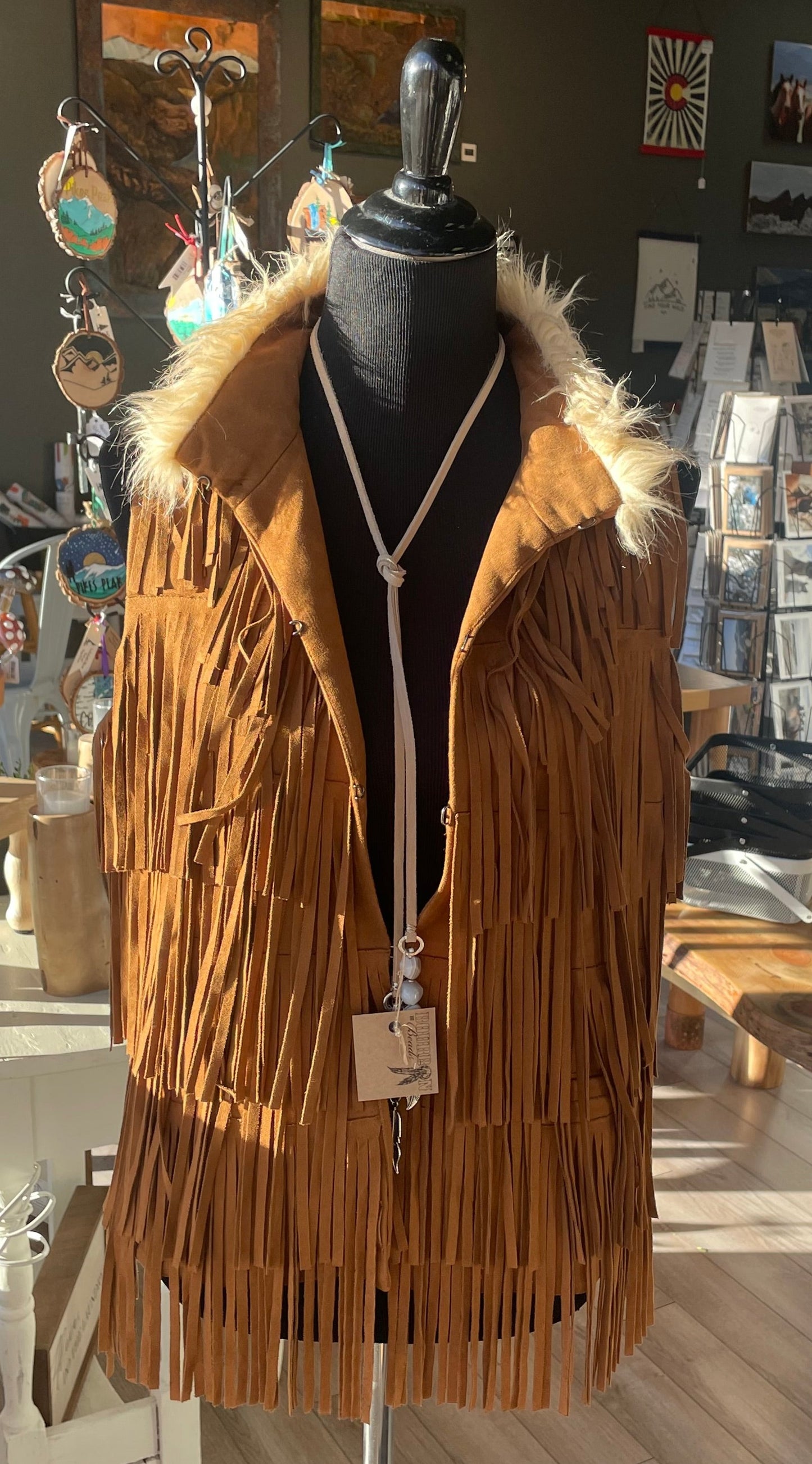 Fringe Vest Fur Collar