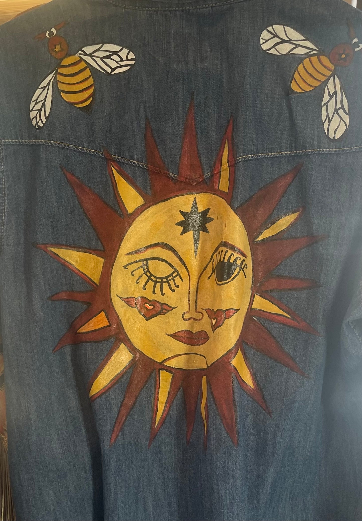 Hand Painted Sun Denim Shirt