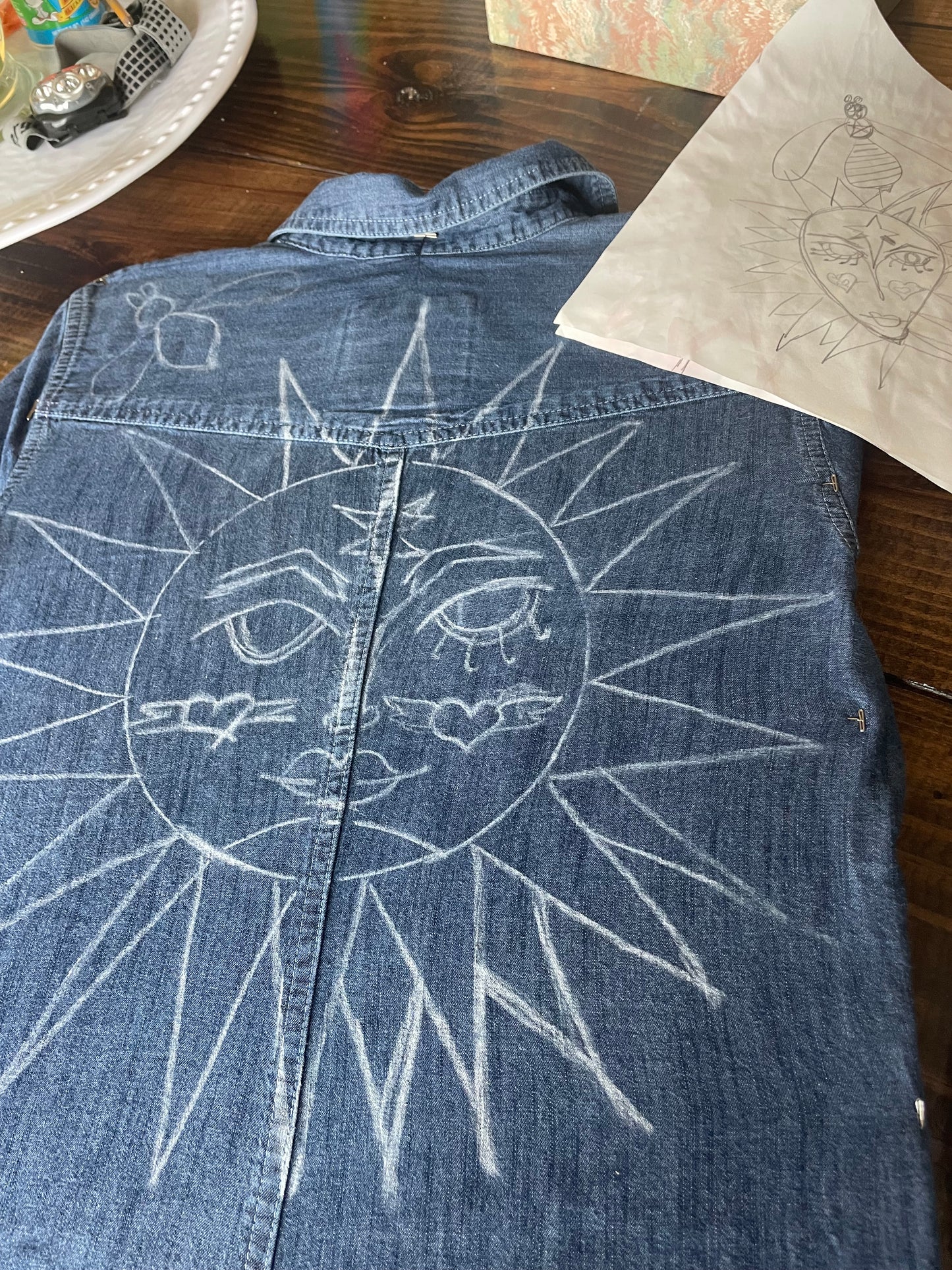 Hand Painted Sun Denim Shirt