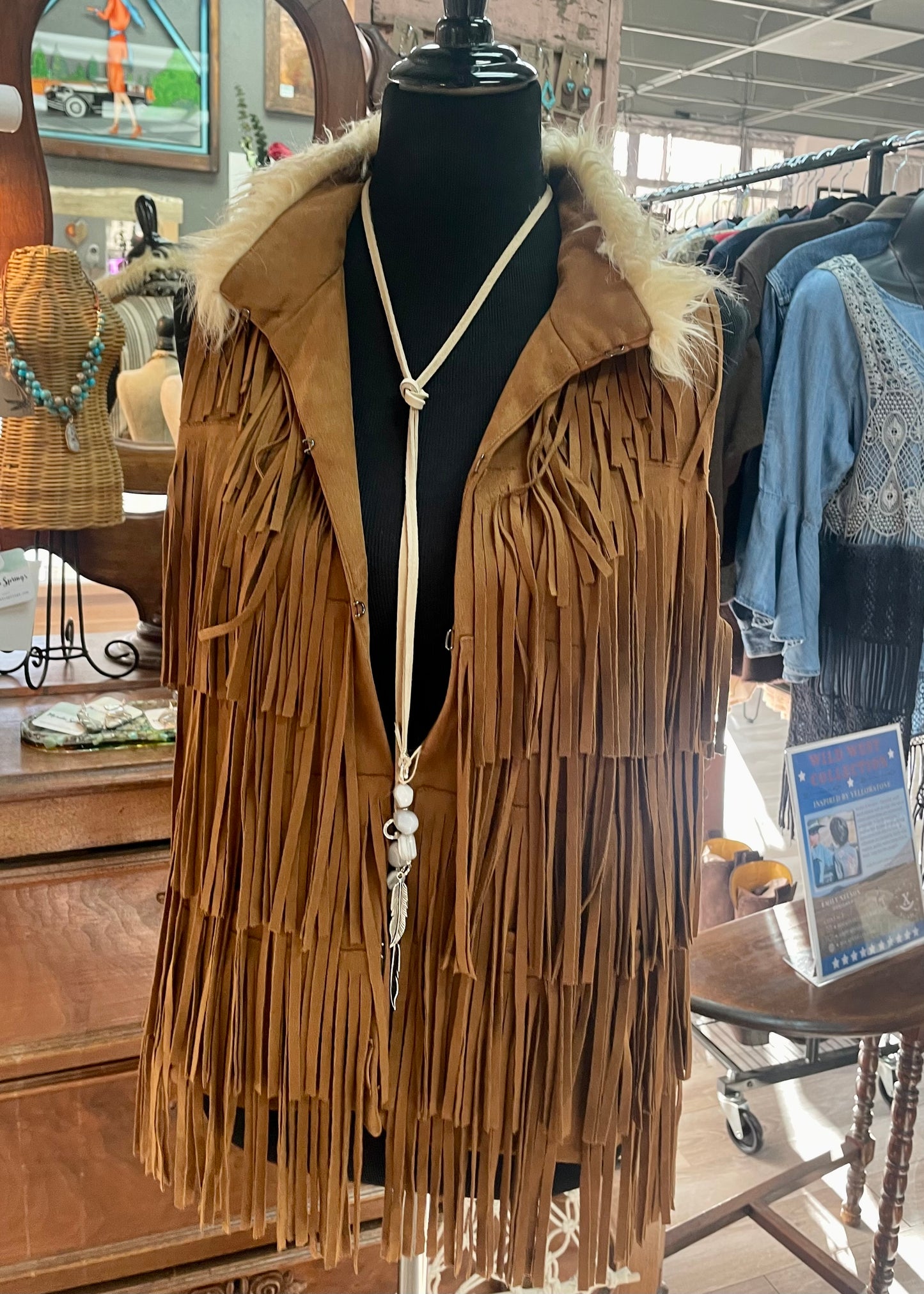 Fringe Vest Fur Collar