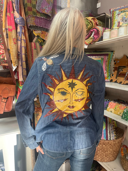 Hand Painted Sun Denim Shirt