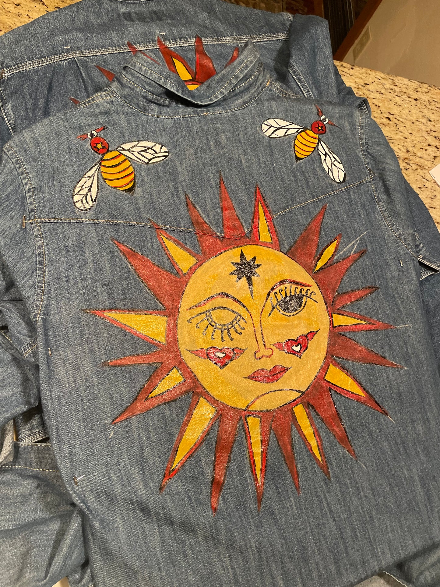 Hand Painted Sun Denim Shirt